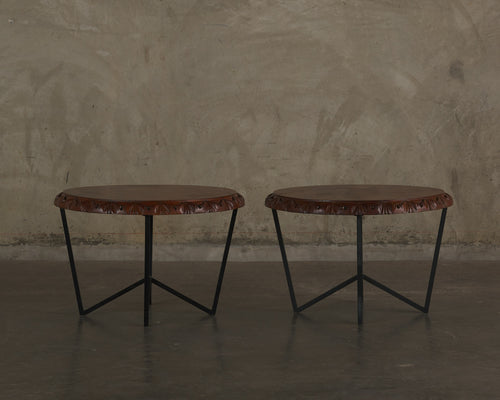 CARVED WOOD SIDE TABLE(S)